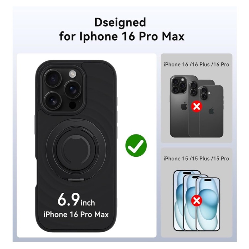 Magnetic Ring Stand for iPhone 16 pro max Case Black NEW - Picture 9 of 9